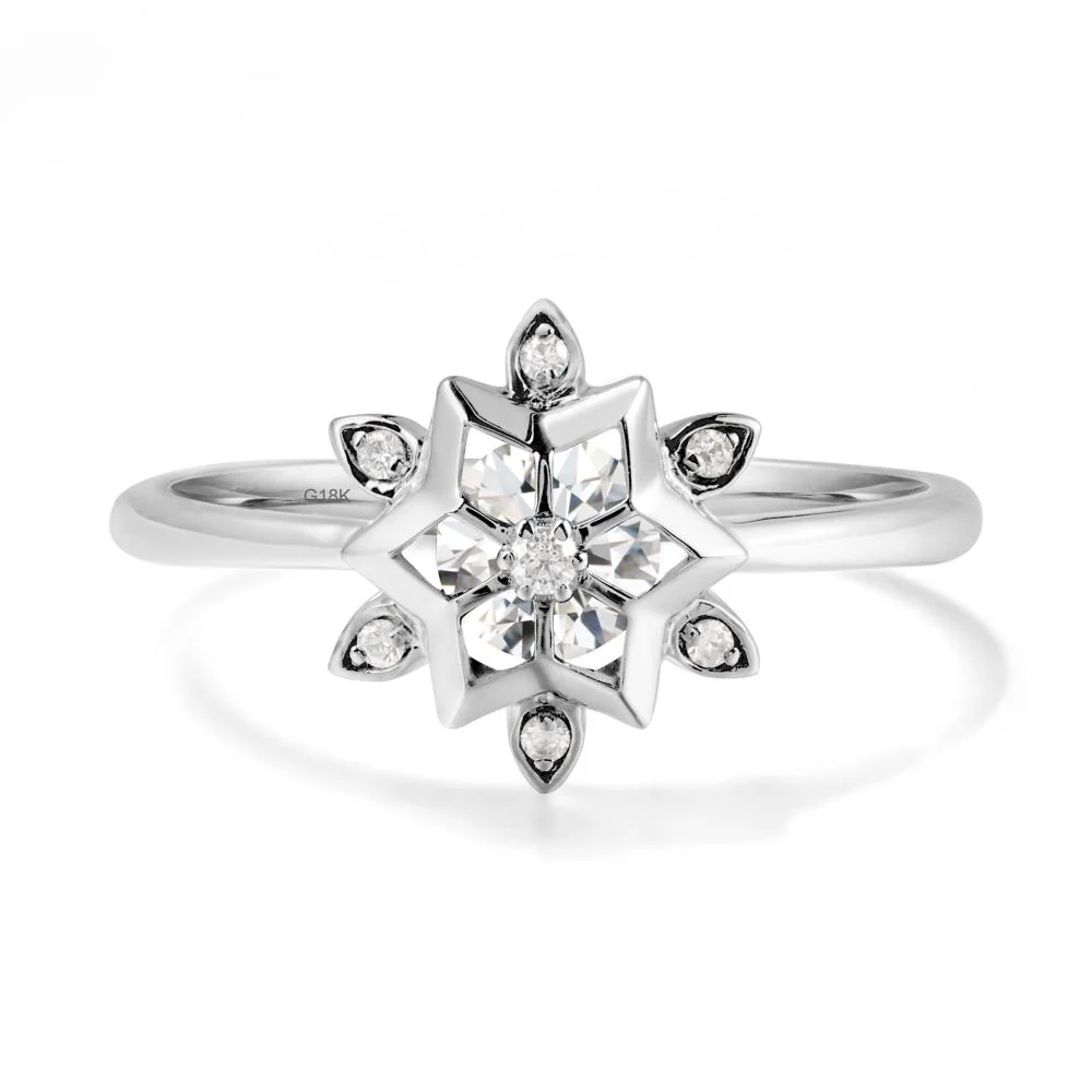 Bezel Setting Flower Moissanite Ring - Image 5
