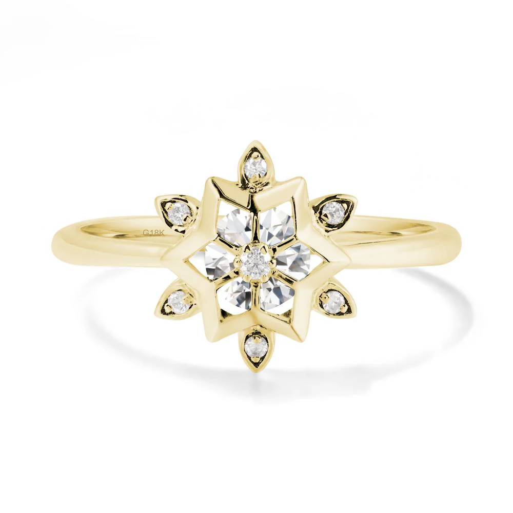 Bezel Setting Flower Moissanite Ring - Image 6