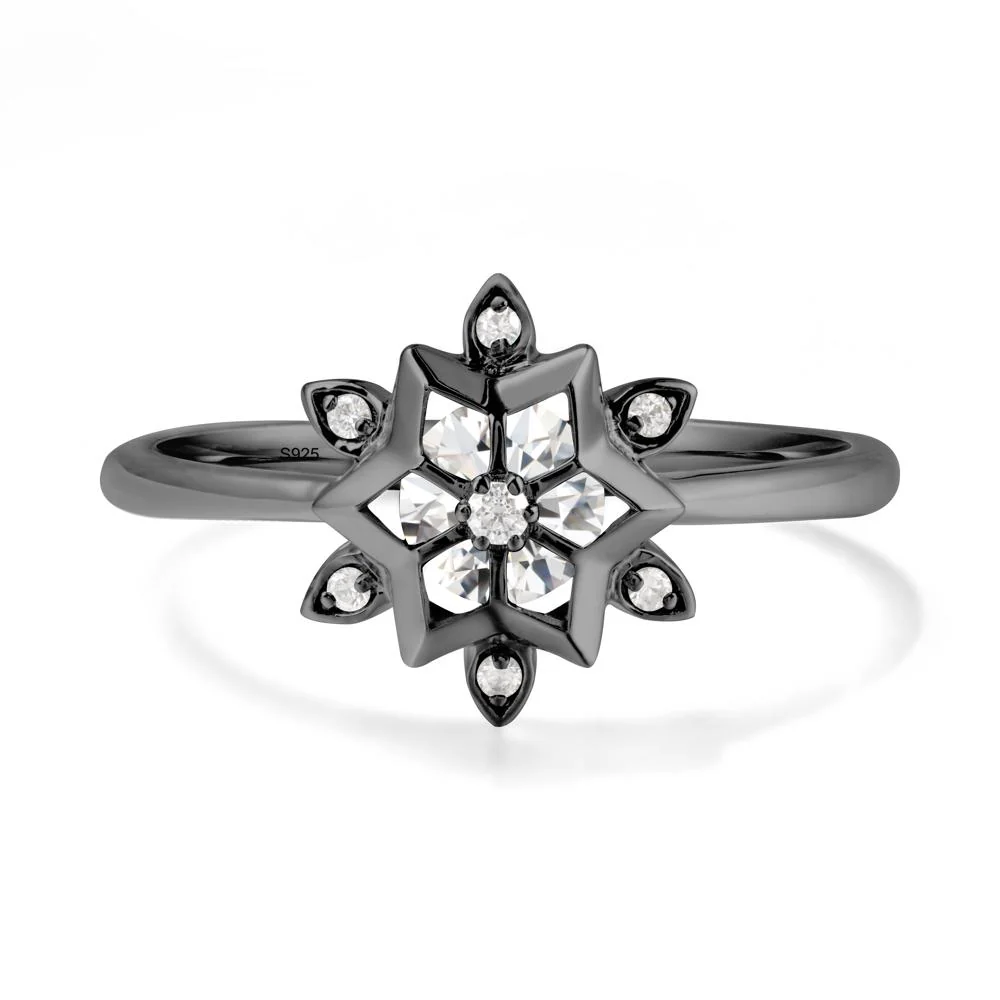 Bezel Setting Flower Moissanite Ring - Image 7
