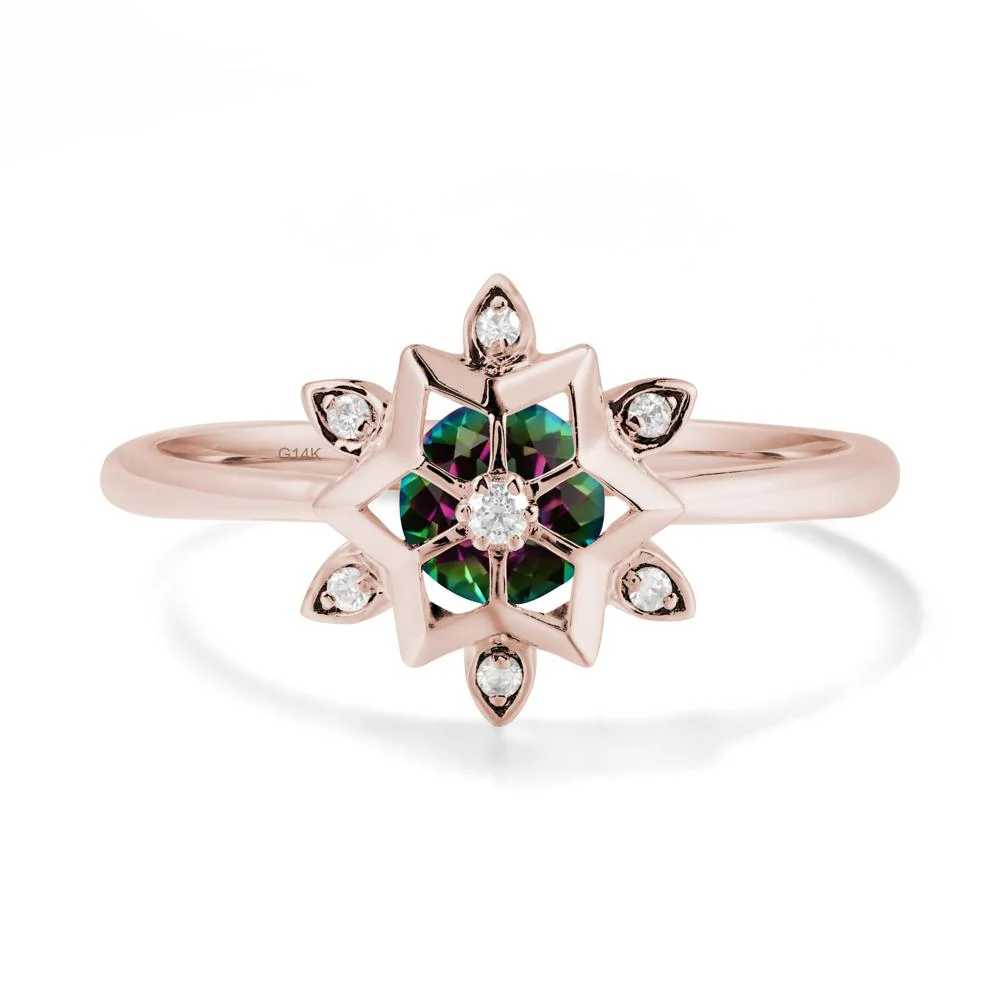 Bezel Setting Flower Mystic Topaz Ring - Image 2