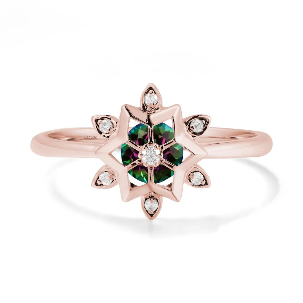 Bezel Setting Flower Mystic Topaz Ring - Image 4