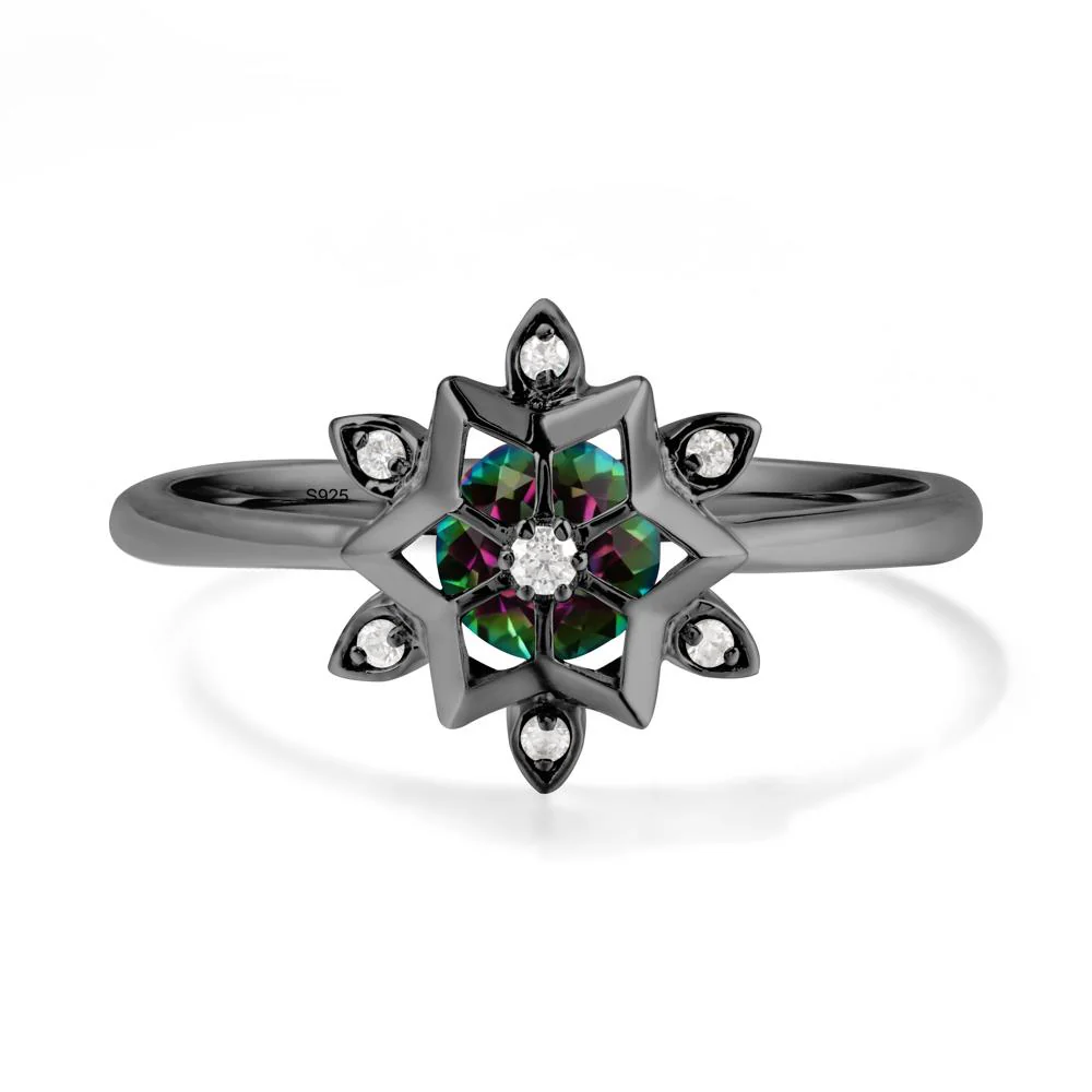 Bezel Setting Flower Mystic Topaz Ring - Image 7