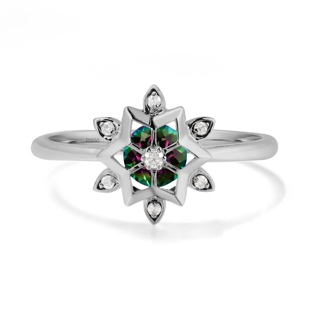 Bezel Setting Flower Mystic Topaz Ring - Image 8