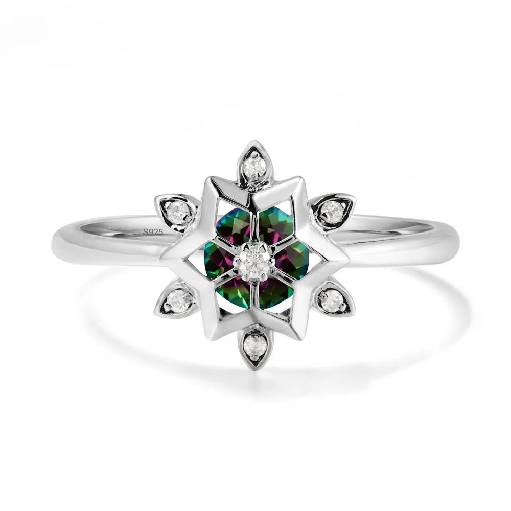 Bezel Setting Flower Mystic Topaz Ring - Image 9