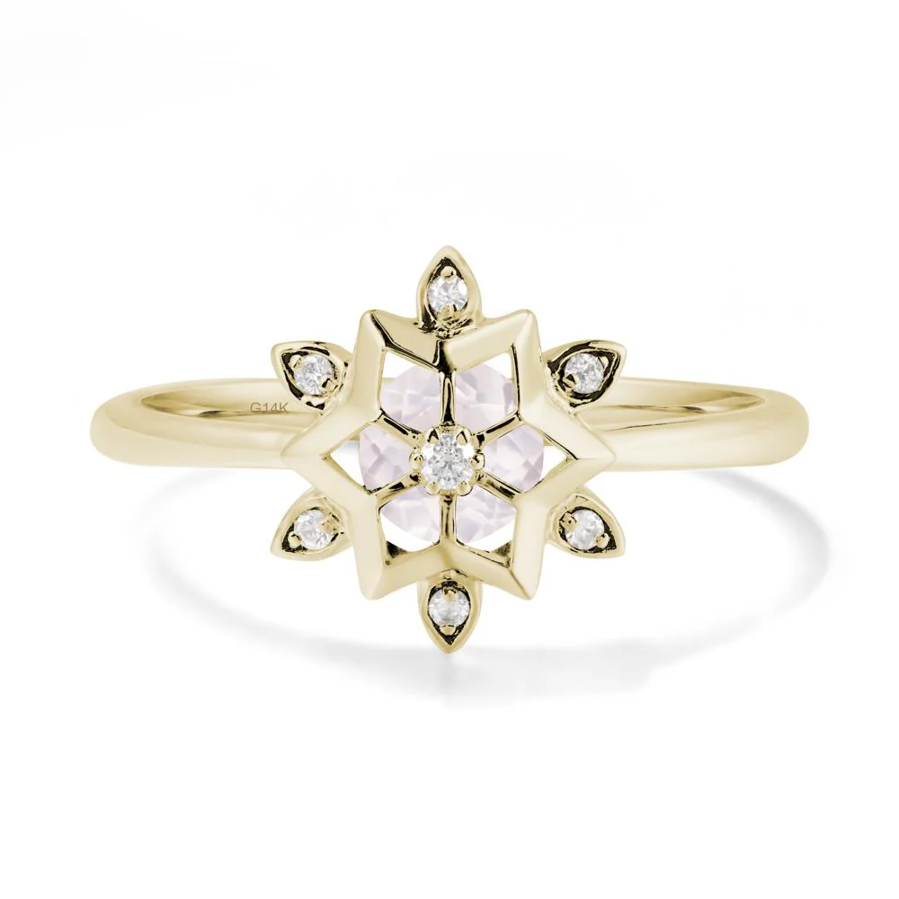 Bezel Setting Flower Rose Quartz Ring - Image 4