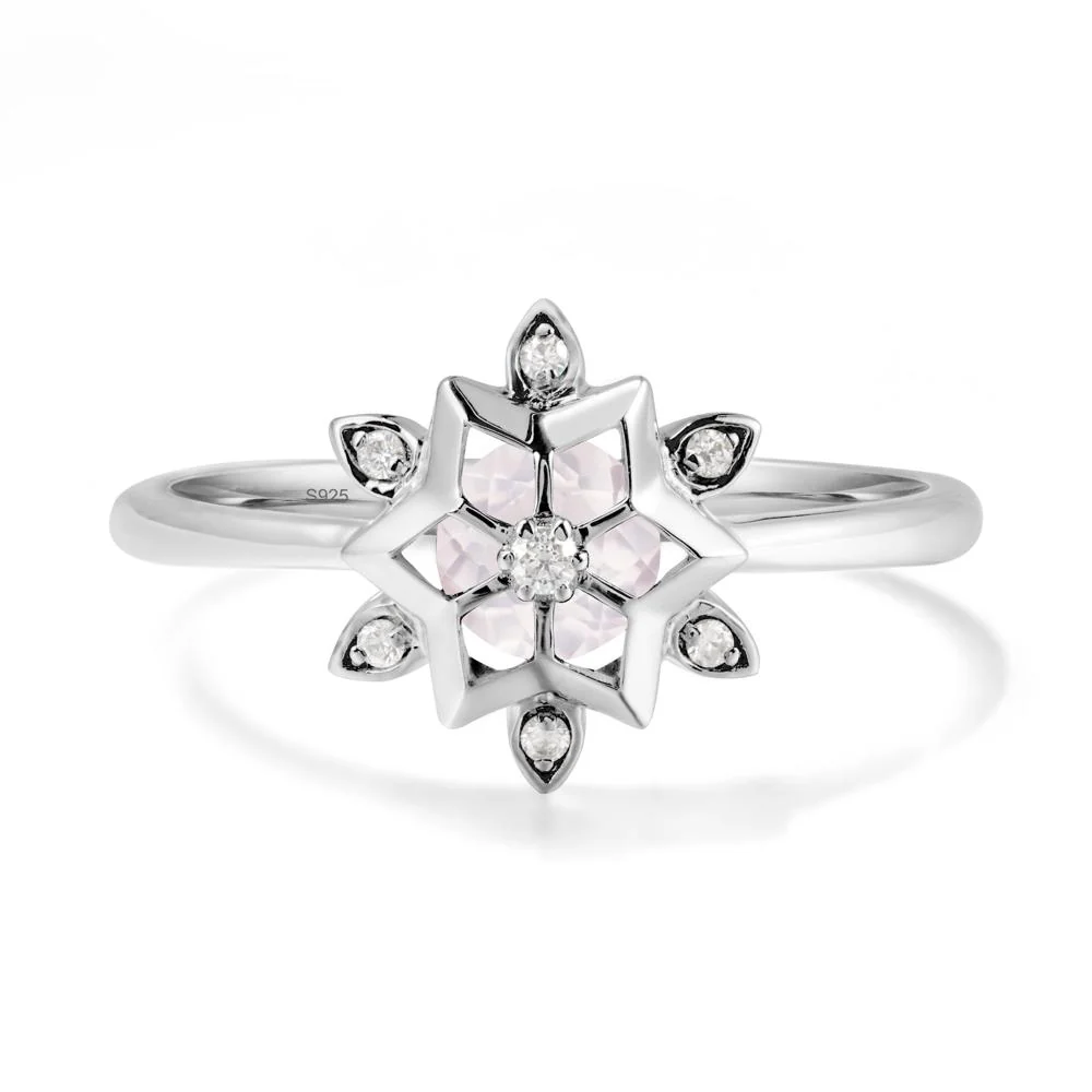 Bezel Setting Flower Rose Quartz Ring - Image 9