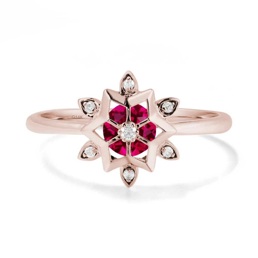 Bezel Setting Flower Ruby Ring - Image 2
