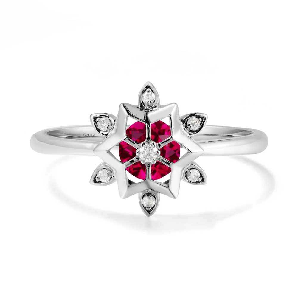 Bezel Setting Flower Ruby Ring - Image 3