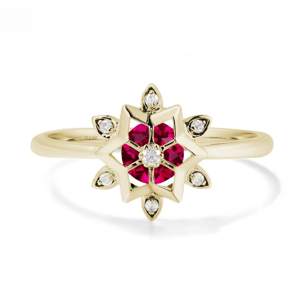 Bezel Setting Flower Ruby Ring - Image 4