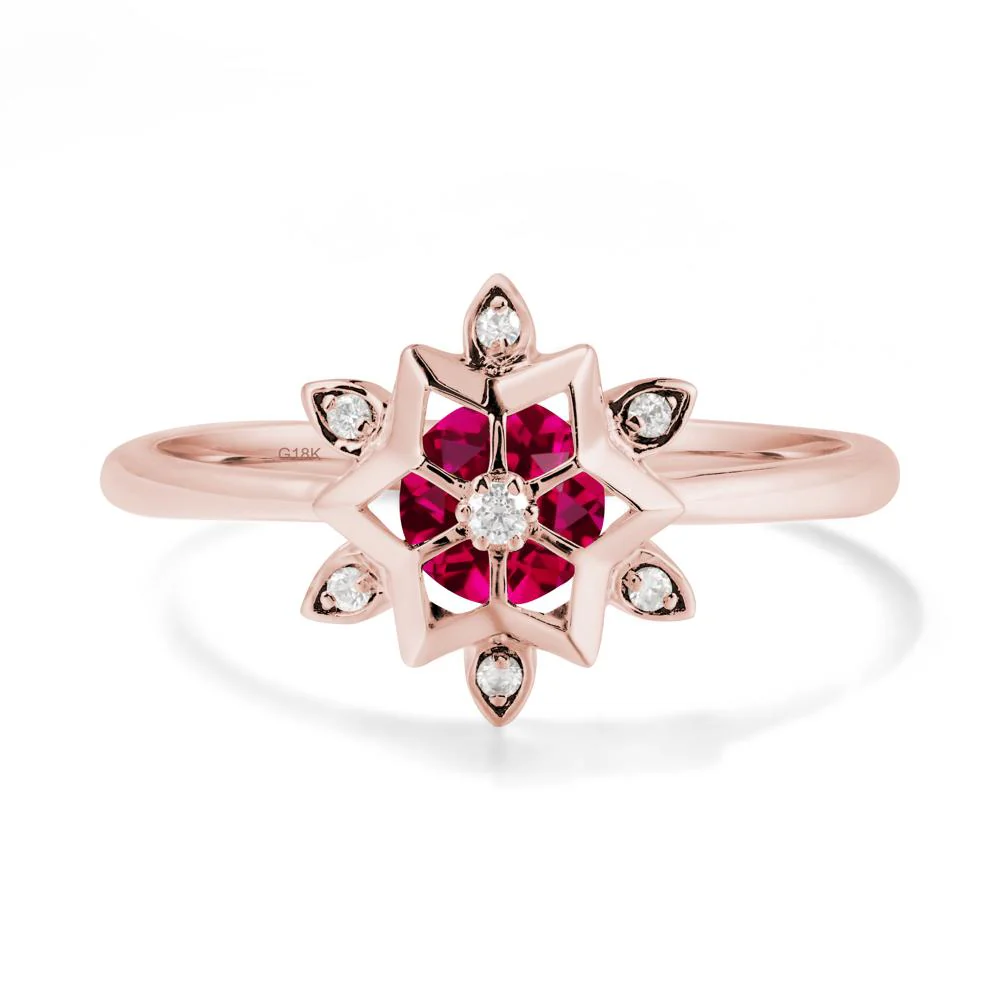 Bezel Setting Flower Ruby Ring - Image 5
