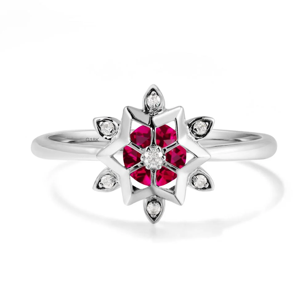 Bezel Setting Flower Ruby Ring - Image 6