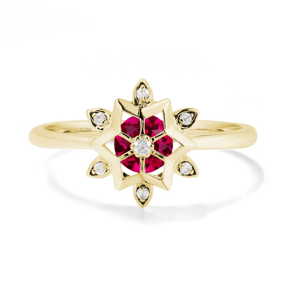 Bezel Setting Flower Ruby Ring - Image 7