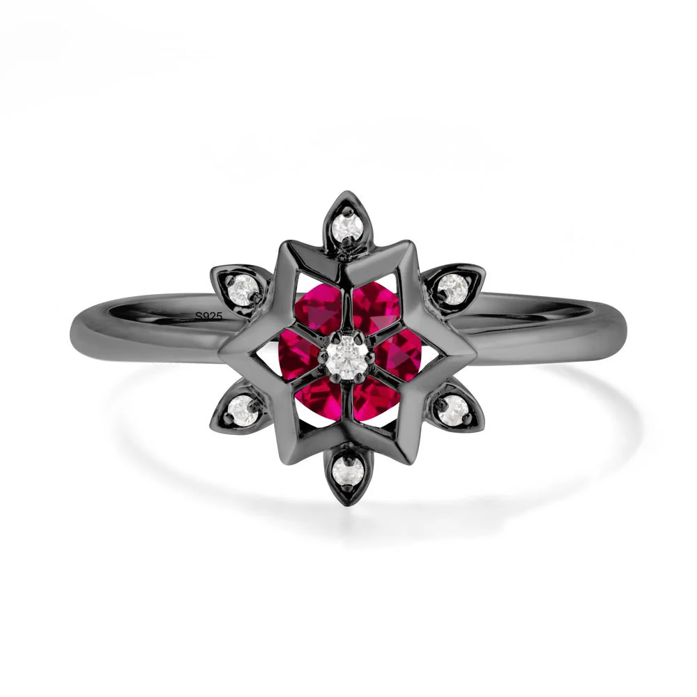 Bezel Setting Flower Ruby Ring - Image 8