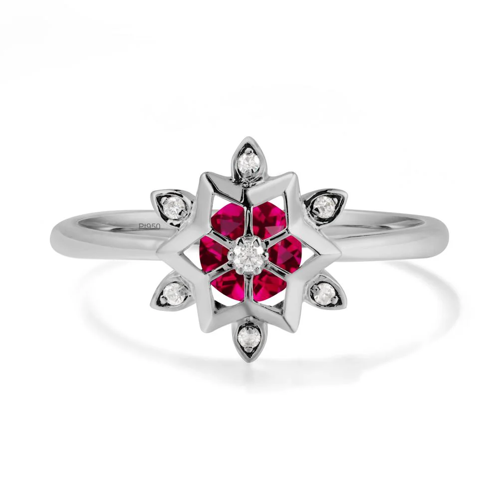 Bezel Setting Flower Ruby Ring - Image 9