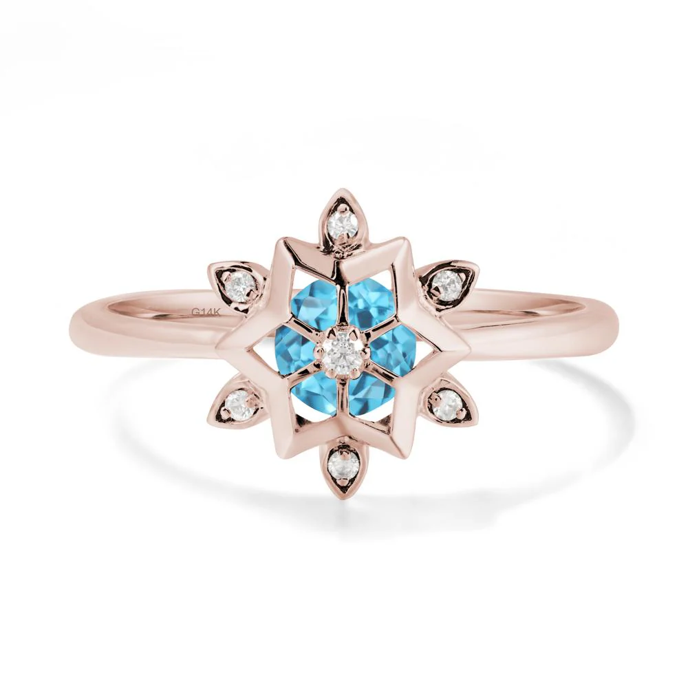 Bezel Setting Flower Swiss Blue Topaz Ring - Image 2