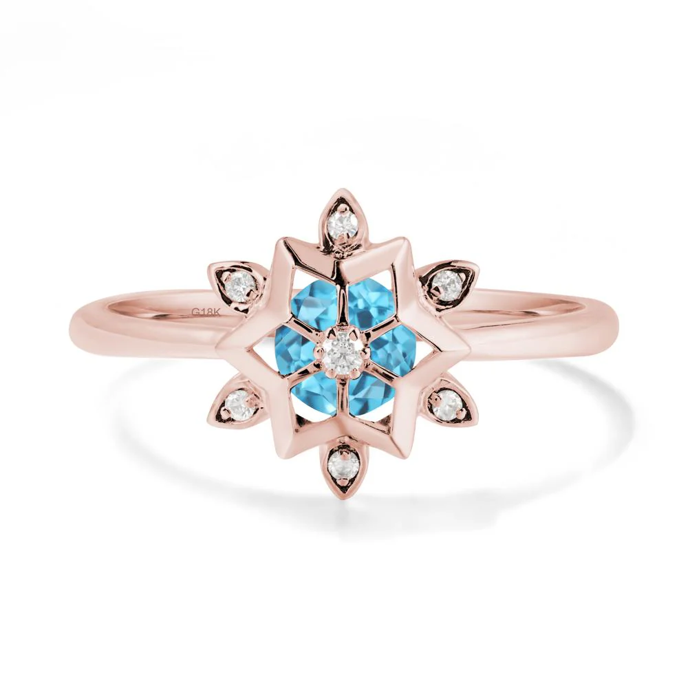Bezel Setting Flower Swiss Blue Topaz Ring - Image 5