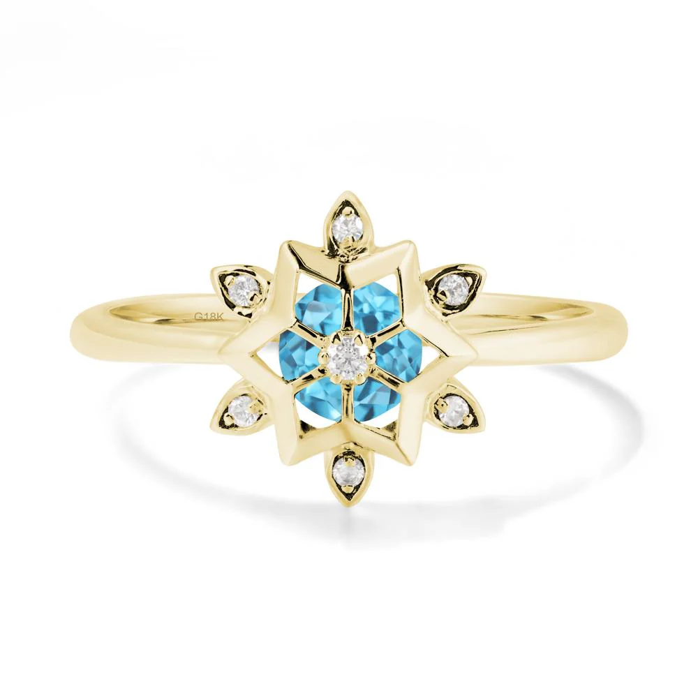 Bezel Setting Flower Swiss Blue Topaz Ring - Image 7
