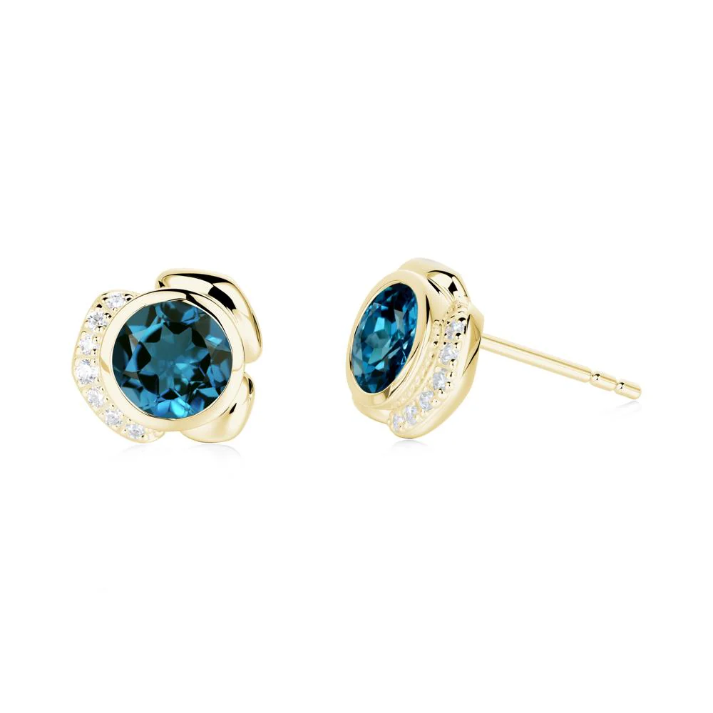 Bezel Setting London Blue Topaz Stud Earrings - Image 5