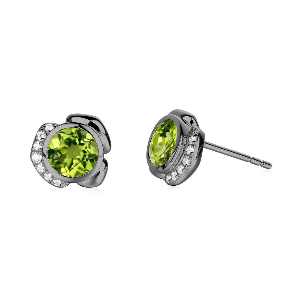 Bezel Setting Peridot Stud Earrings - Image 4