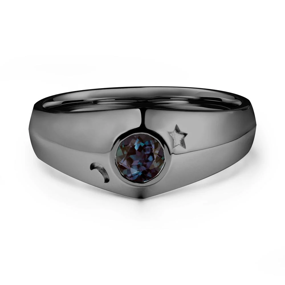 Bezel Setting Round Alexandrite Man Ring