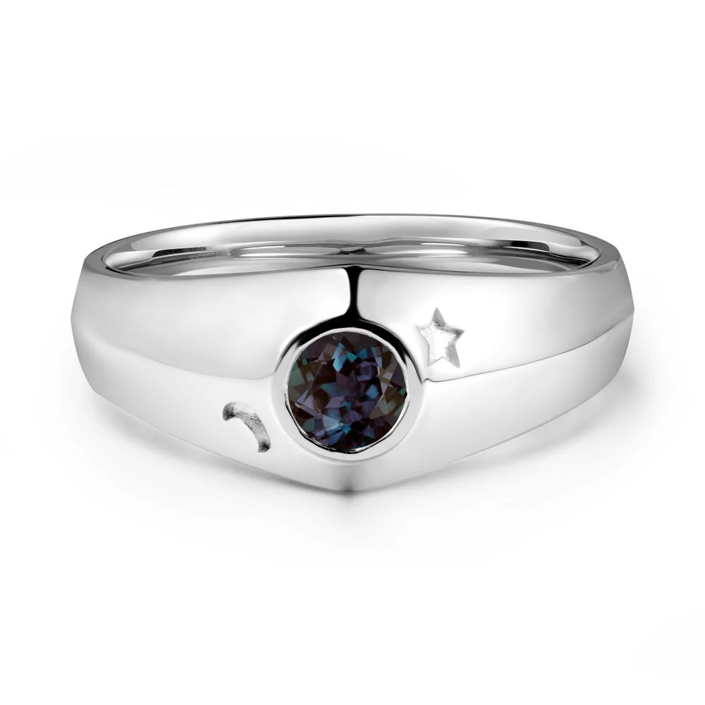 Bezel Setting Round Alexandrite Man Ring - Image 3