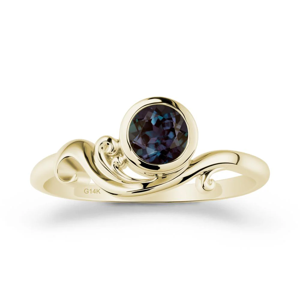Bezel Setting Round Alexandrite Wave Ring - Image 3