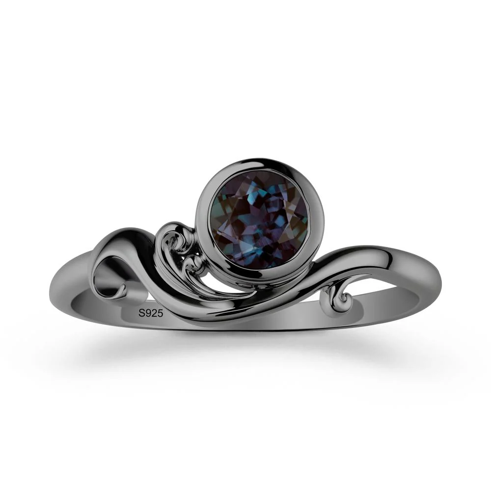 Bezel Setting Round Alexandrite Wave Ring - Image 7