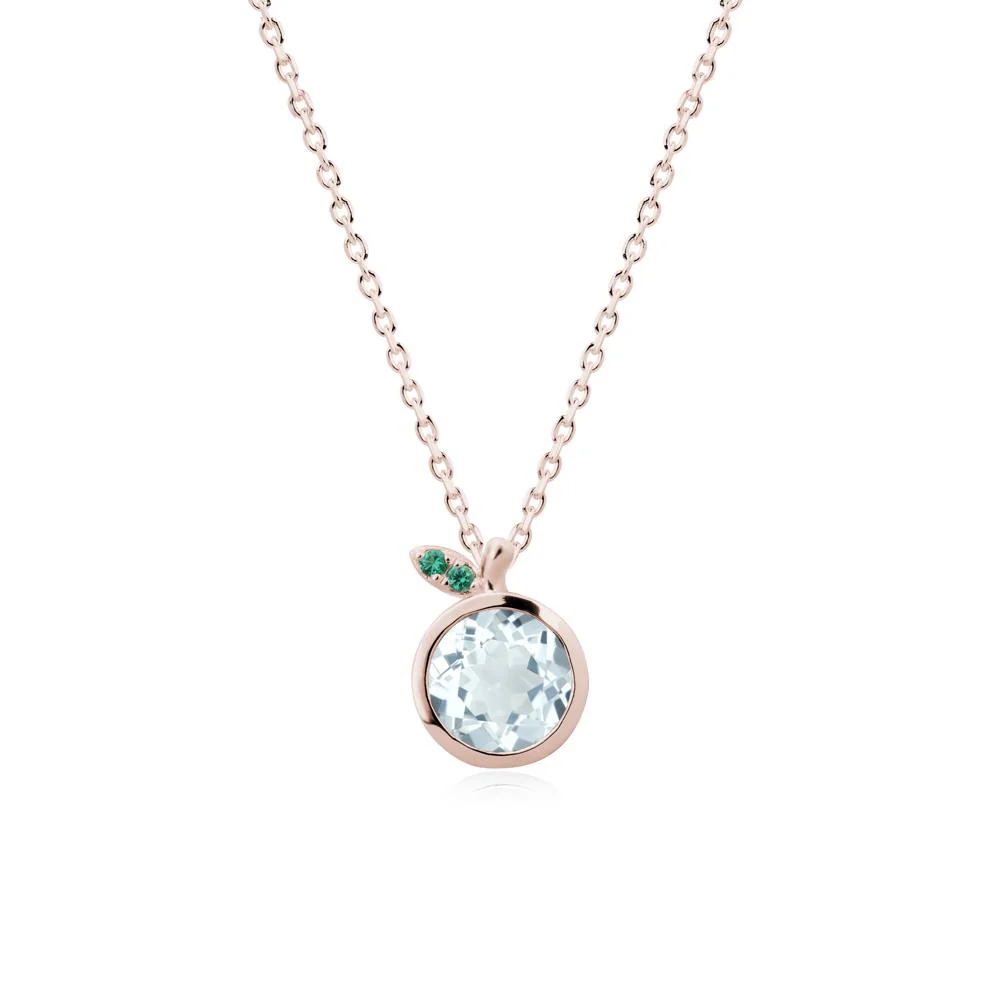 Bezel Setting Round Aquamarine and Emerald Fruit Necklace - Image 2