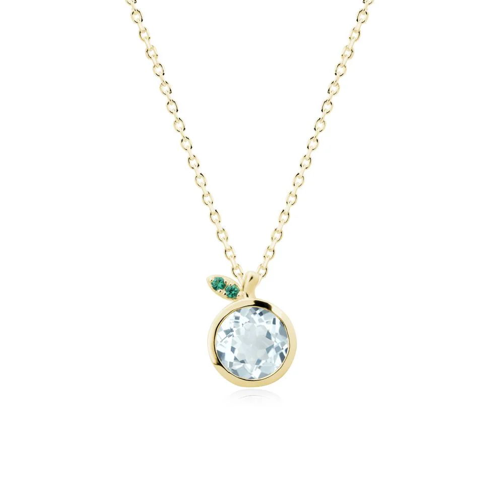 Bezel Setting Round Aquamarine and Emerald Fruit Necklace - Image 7