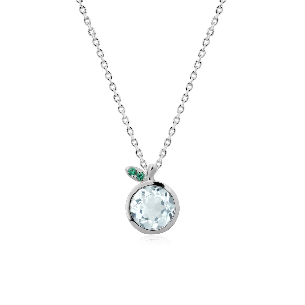 Bezel Setting Round Aquamarine and Emerald Fruit Necklace - Image 8
