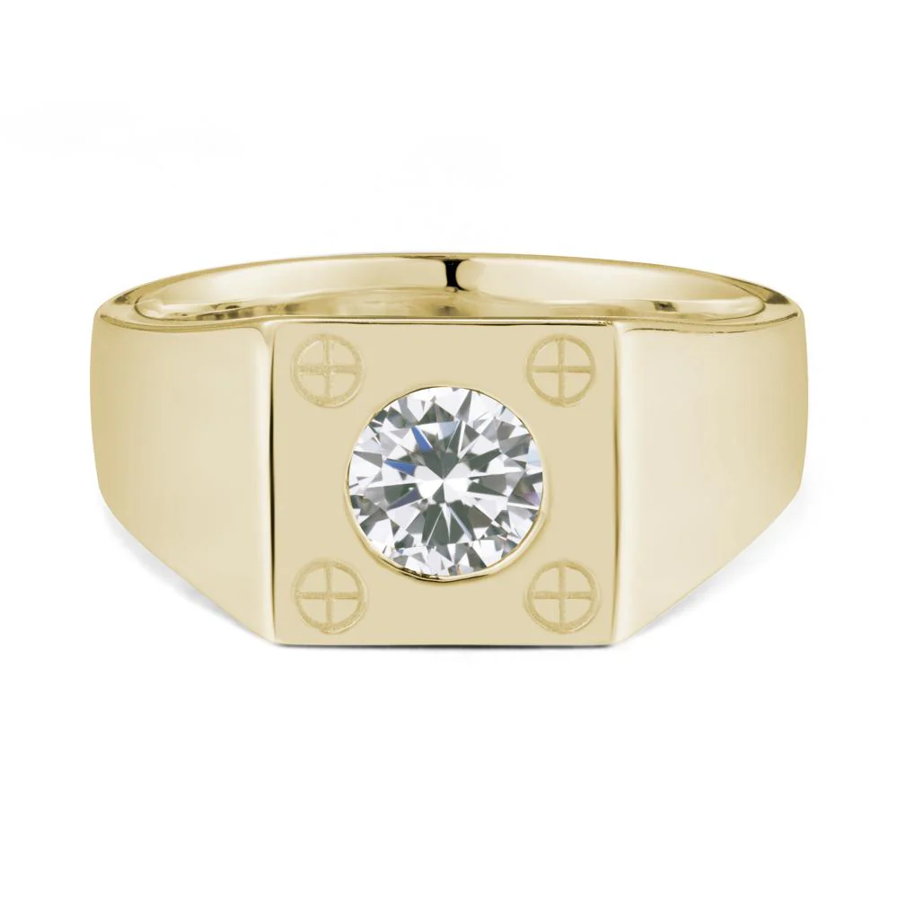 Bezel Setting Round Cubic Zirconia Ring for Men