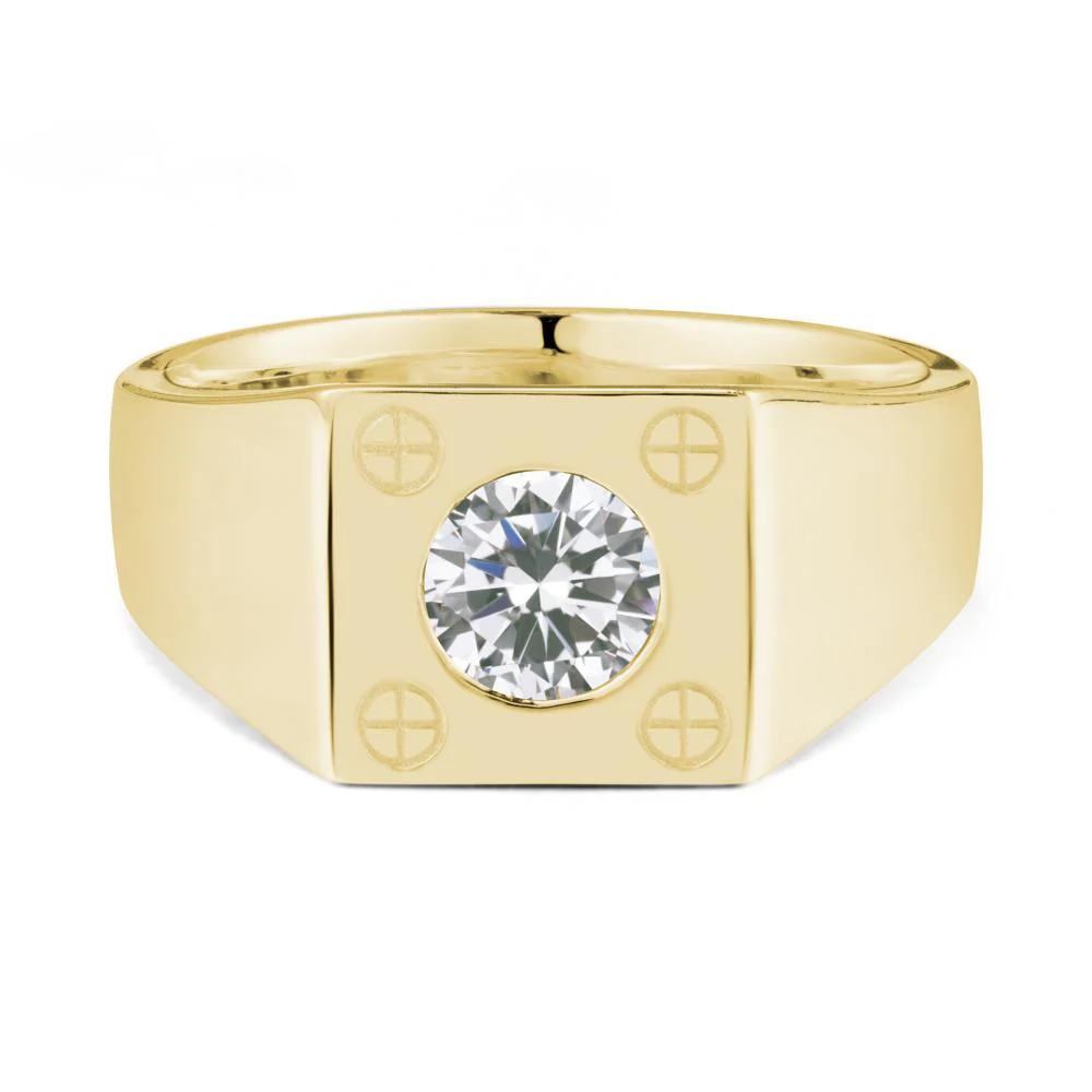 Bezel Setting Round Cubic Zirconia Ring for Men - Image 6