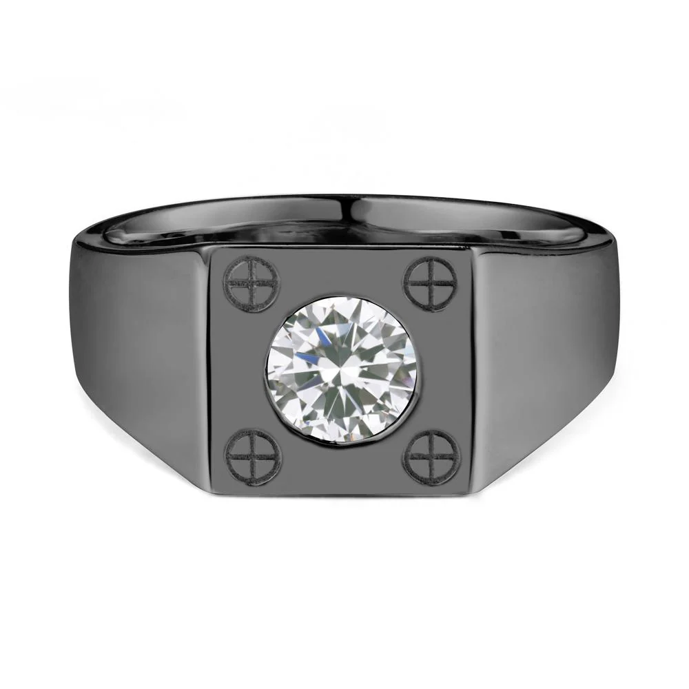 Bezel Setting Round Cubic Zirconia Ring for Men - Image 7