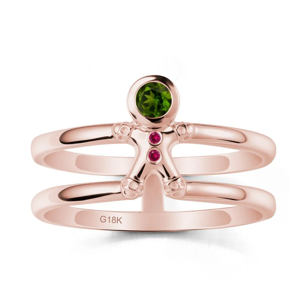 Bezel Setting Round Diopside and Ruby Ring - Image 4