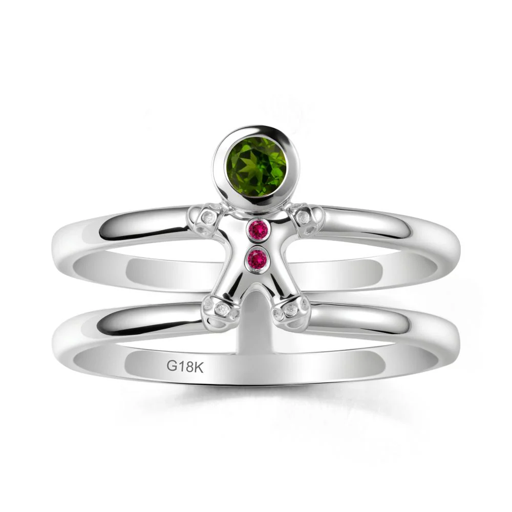 Bezel Setting Round Diopside and Ruby Ring - Image 5