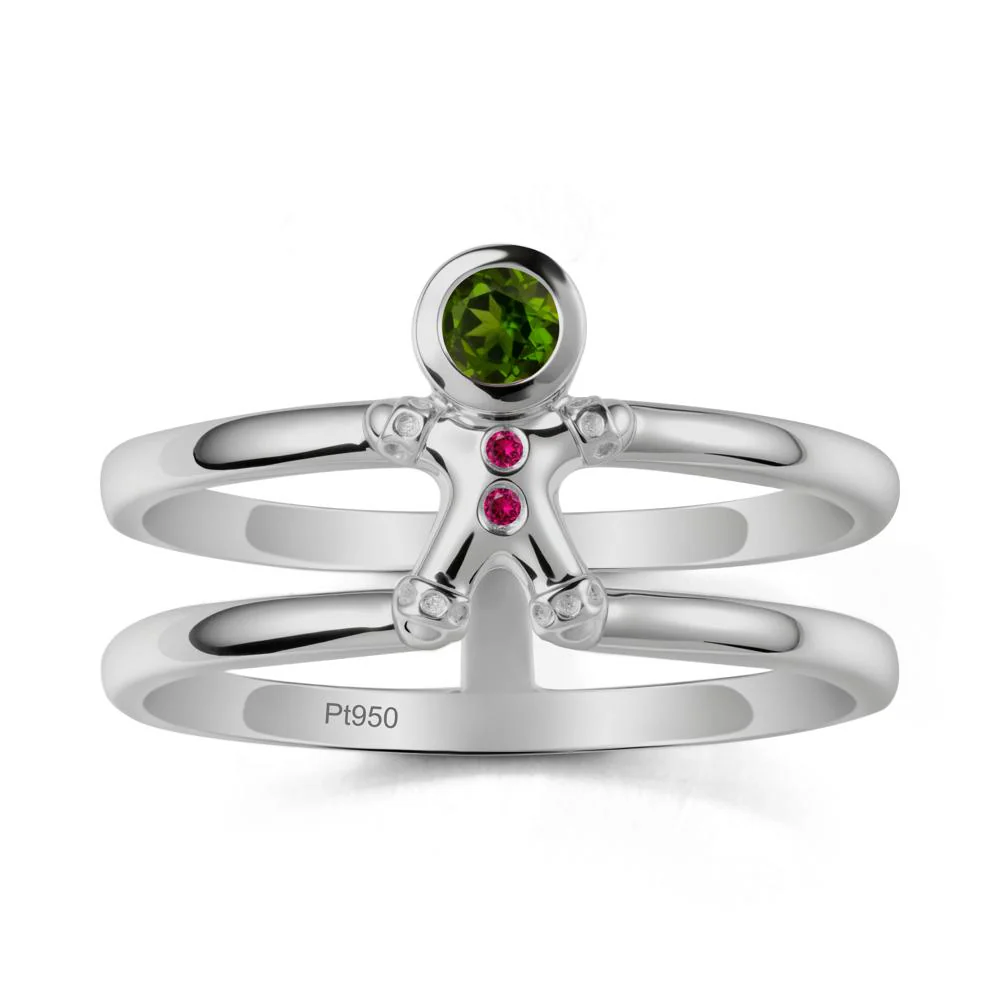 Bezel Setting Round Diopside and Ruby Ring - Image 8