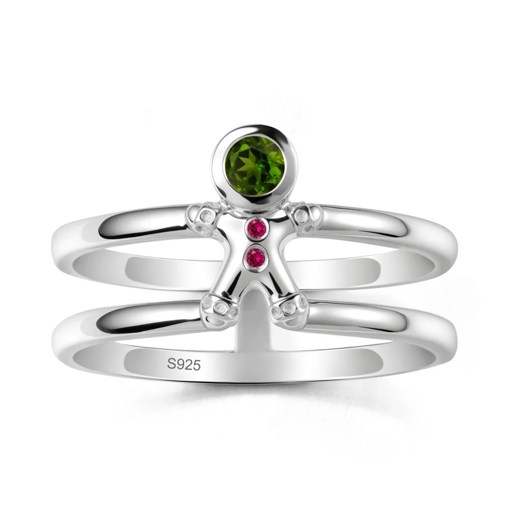 Bezel Setting Round Diopside and Ruby Ring - Image 9