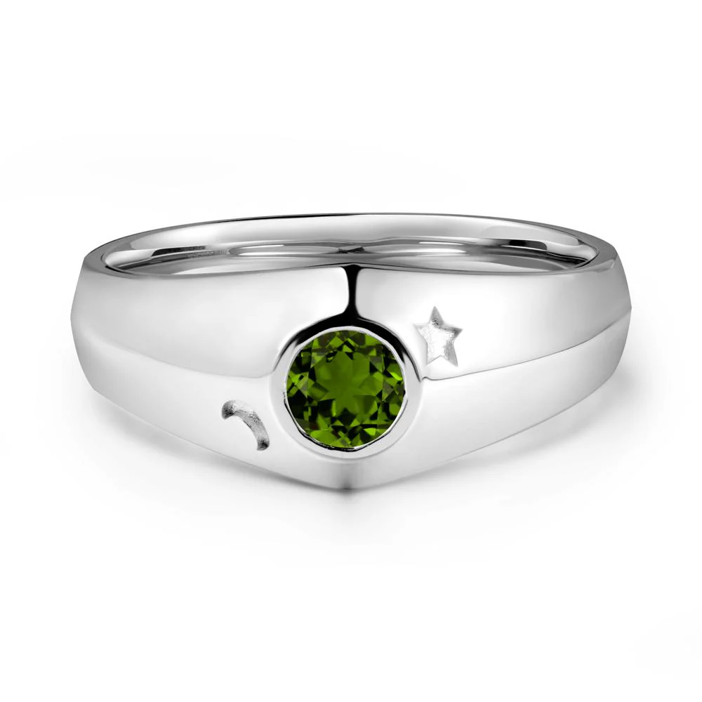 Bezel Setting Round Diopside Man Ring - Image 9