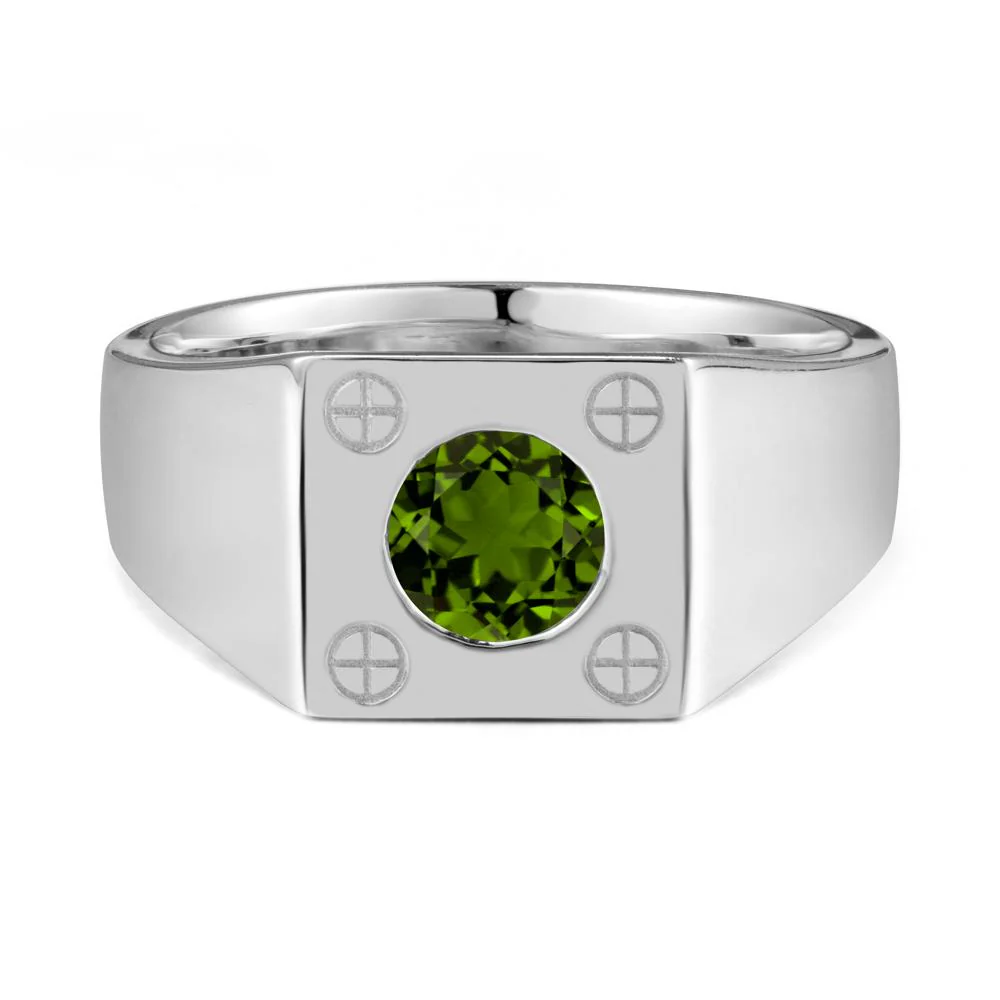 Bezel Setting Round Diopside Ring for Men