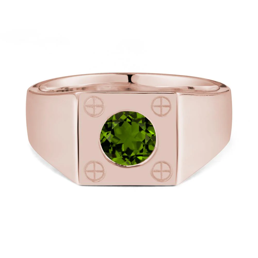 Bezel Setting Round Diopside Ring for Men - Image 2