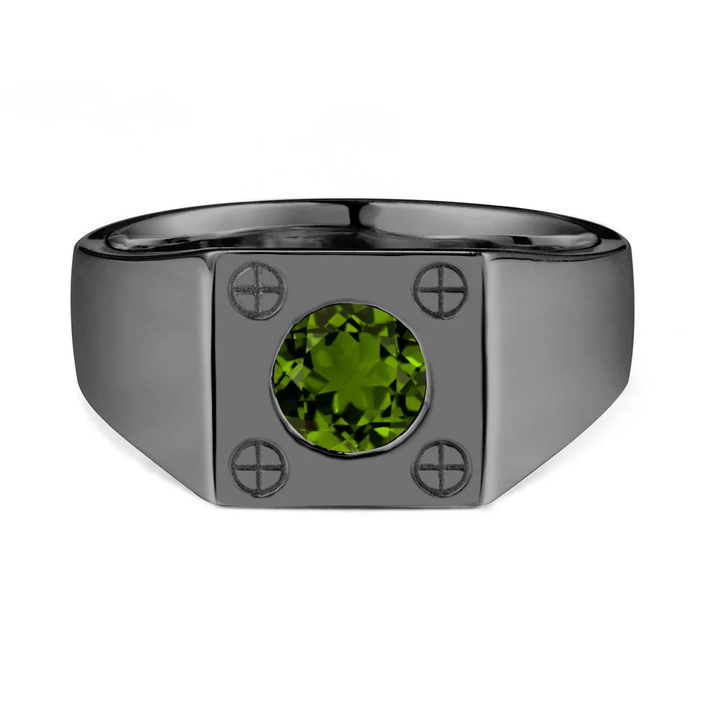 Bezel Setting Round Diopside Ring for Men - Image 8