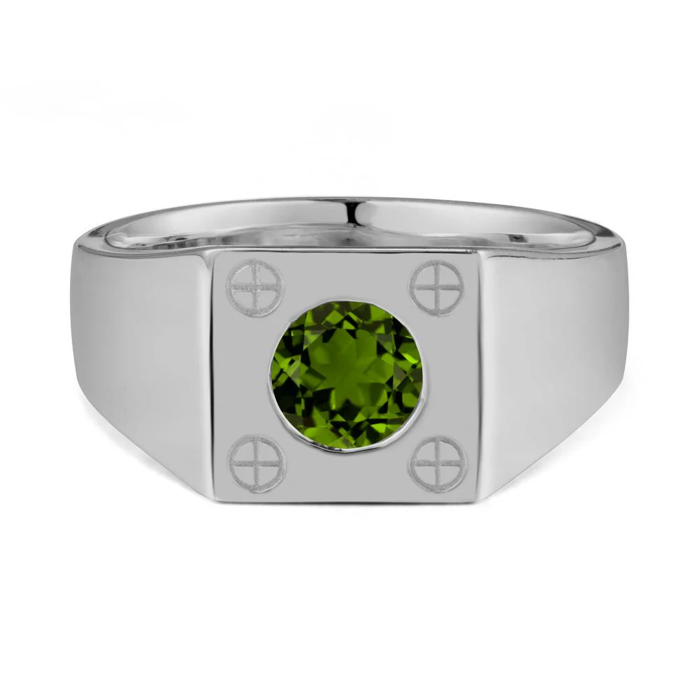 Bezel Setting Round Diopside Ring for Men - Image 9