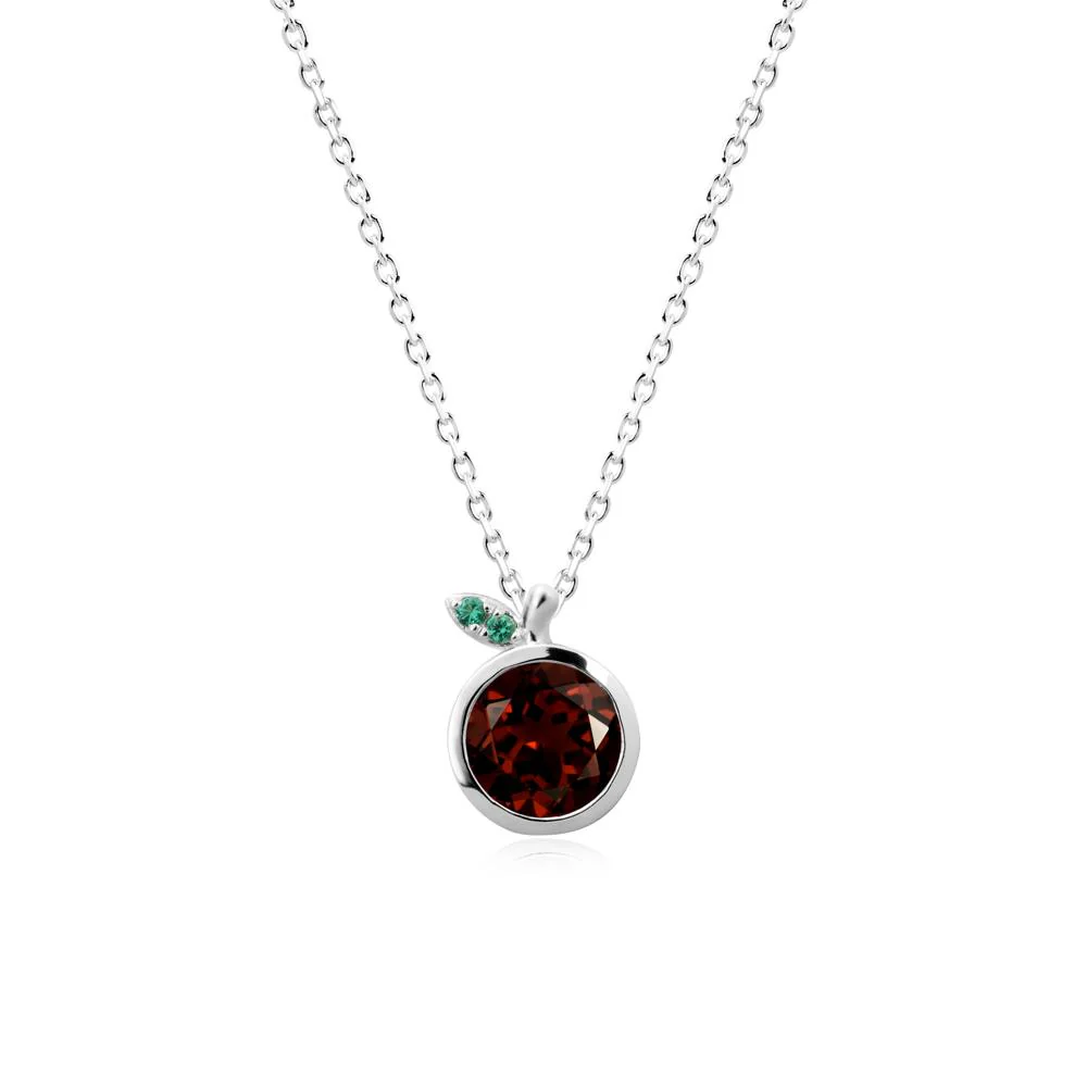 Bezel Setting Round Garnet and Emerald Fruit Necklace - Image 3