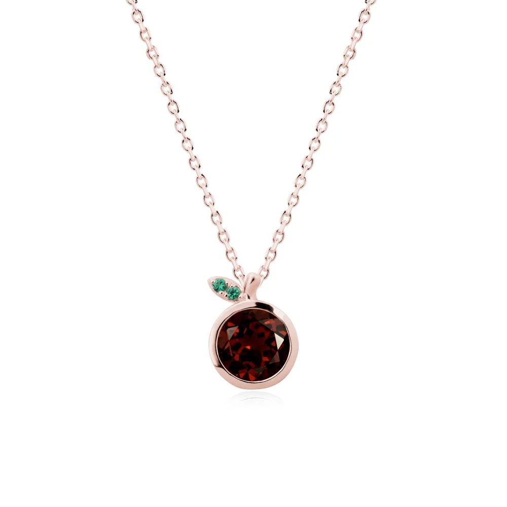 Bezel Setting Round Garnet and Emerald Fruit Necklace - Image 4