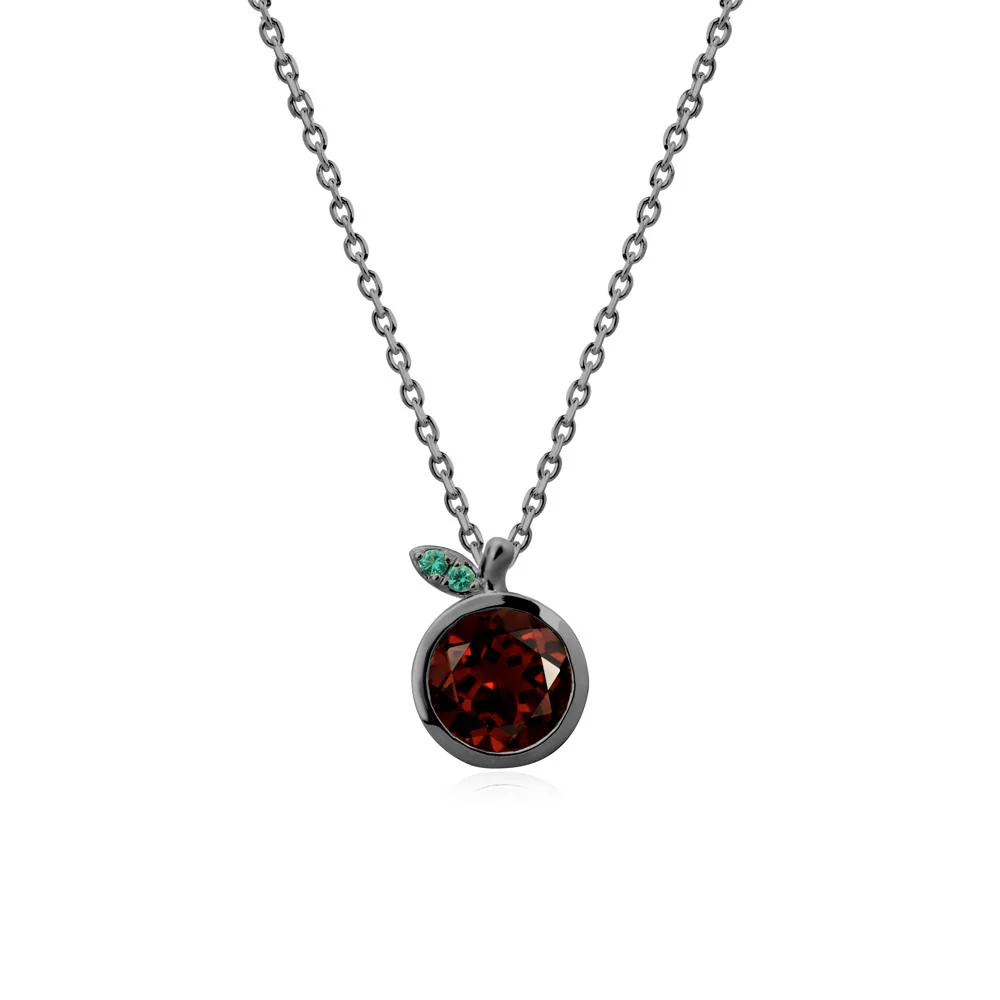 Bezel Setting Round Garnet and Emerald Fruit Necklace - Image 7