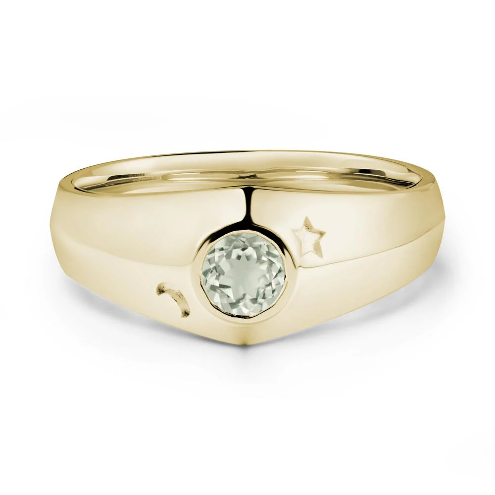 Bezel Setting Round Green Amethyst Man Ring - Image 4
