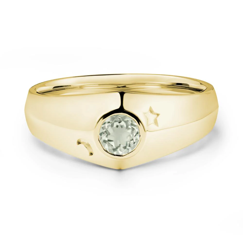 Bezel Setting Round Green Amethyst Man Ring - Image 7