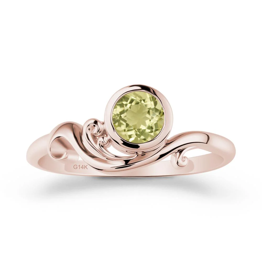 Bezel Setting Round Lemon Quartz Wave Ring - Image 2