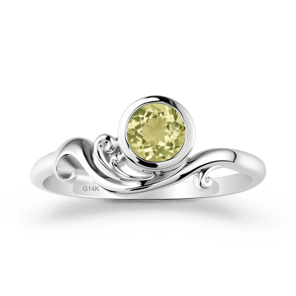 Bezel Setting Round Lemon Quartz Wave Ring - Image 3