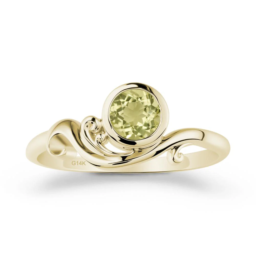 Bezel Setting Round Lemon Quartz Wave Ring - Image 4